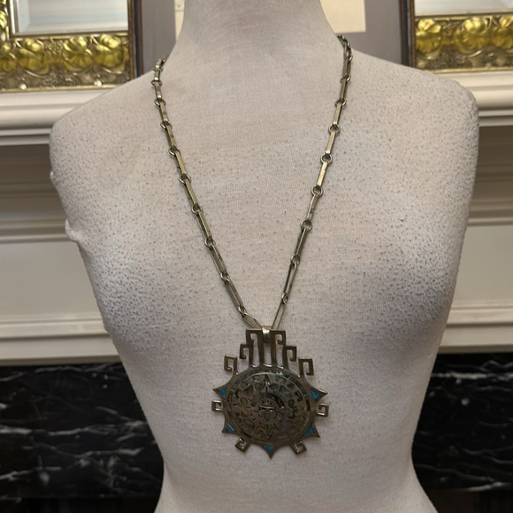 Silver with blue Mica accents “Tico” Mayan jewelry - Picture 2 of 3